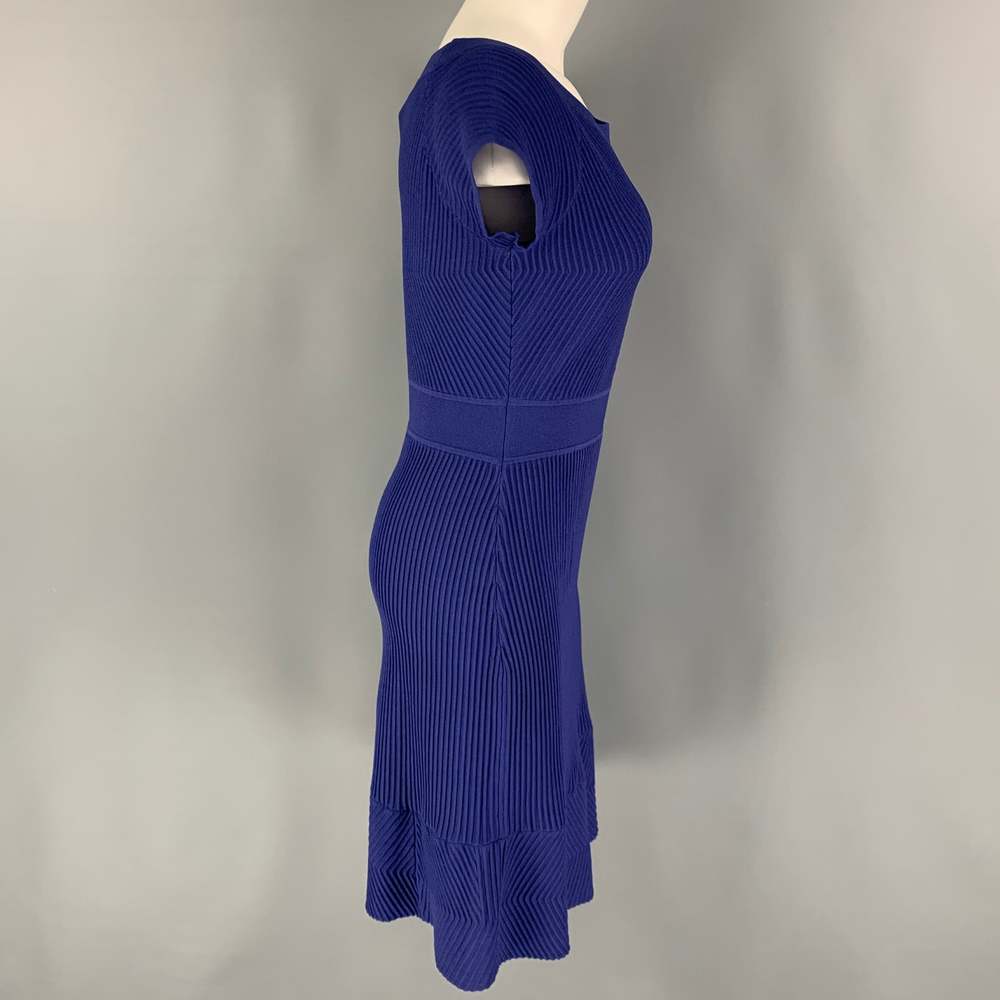 ARMANI COLLEZIONI Blue Viscose Blend Ribbed Cap Sleeves Dress - Picture 2 of 5